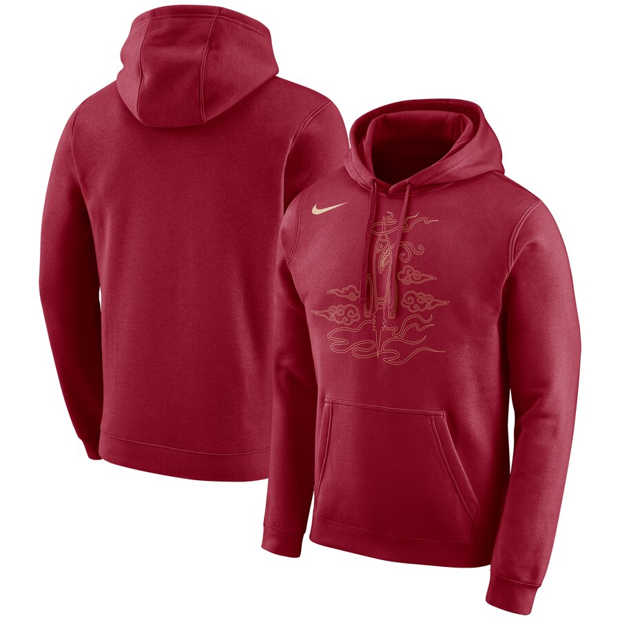 NBA Houston Rockets Nike City Edition Logo Essential Pullover Hoodie Red->houston rockets->NBA Jersey